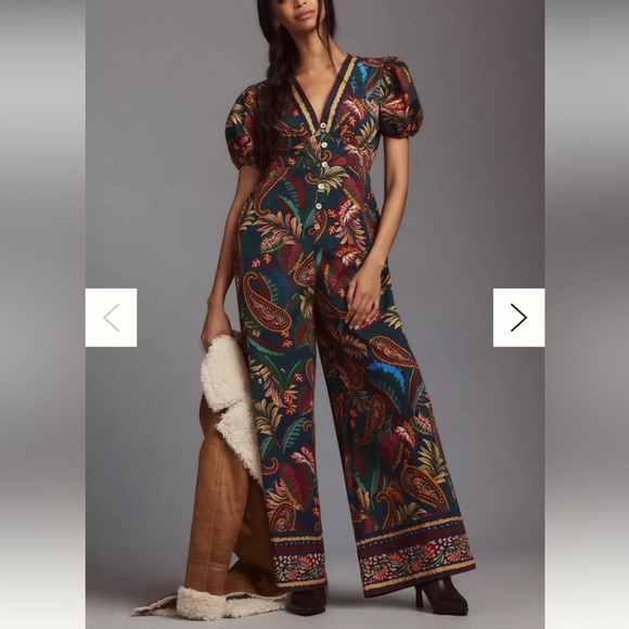 Floral V-Neck Jumpsuit - Picture 1 of 3
